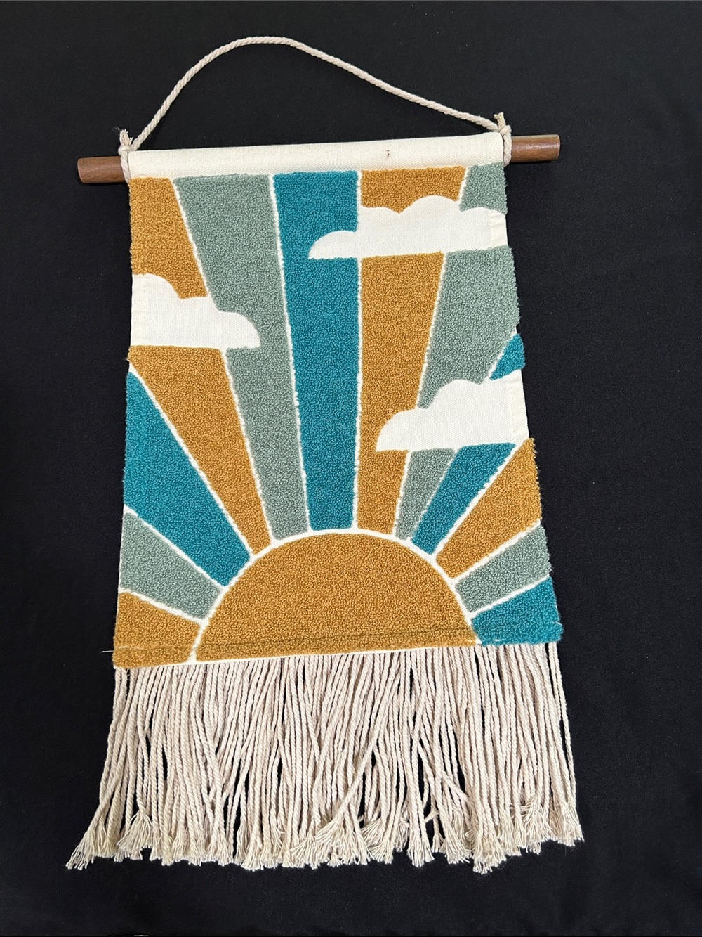 Boho Sunrise Wall Hanging - Teal, Mustard, Sage, White
